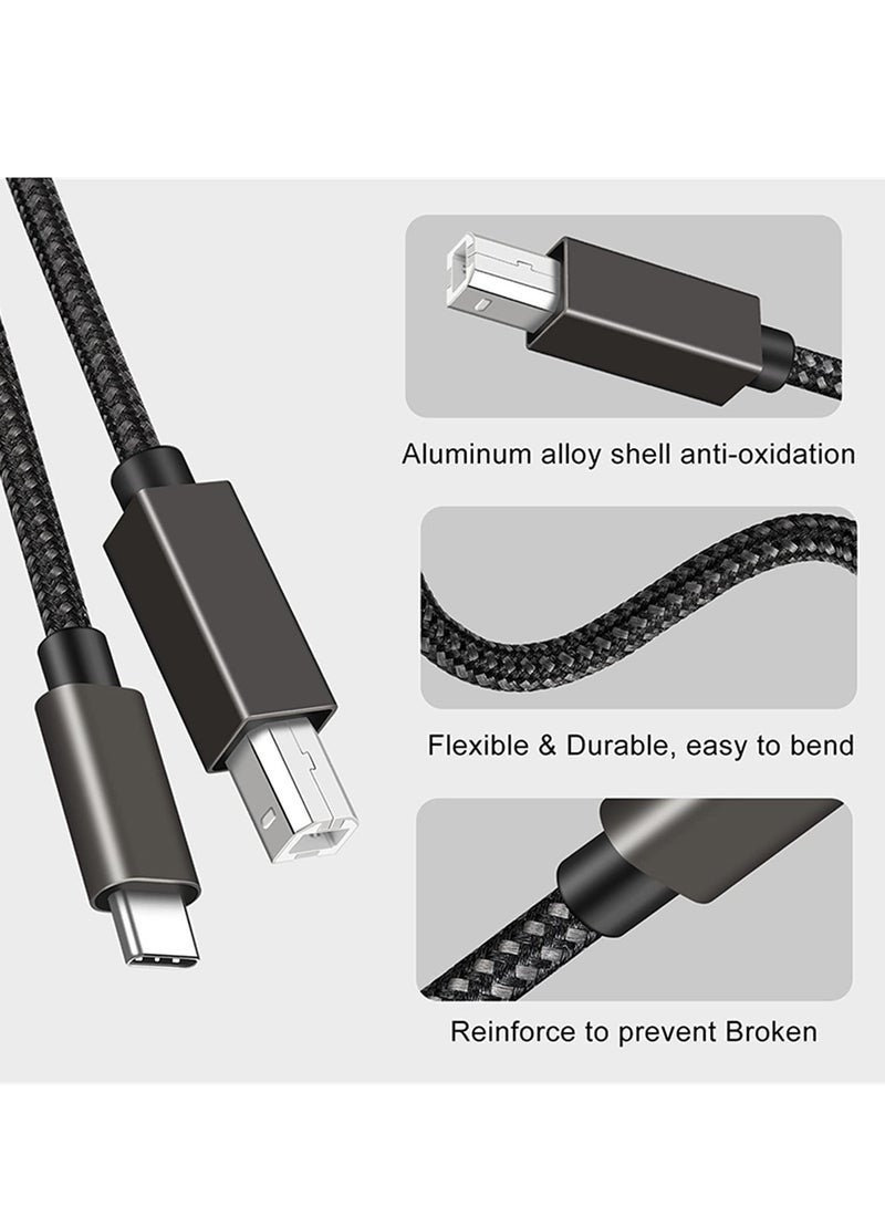 KASTWAVE كابل طابعة USB B إلى USB C بطول 2 متر، كابل طابعة وماسح ضوئي KASTWAVE USB C إلى USB B 2.0 ذكر، كابل طابعة USB C، كابل طباعة حصري مناسب لأجهزة الكمبيوتر المحمولة وأجهزة الطباعة - Image 3