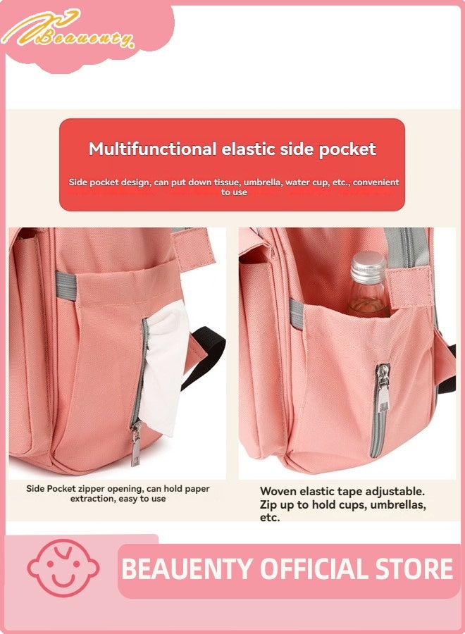 بيوينتي حقيبة الظهر الأم ذات القدرة الكبيرة - البوليستر الدائم ، حفاضات متعددة الوظائف والشباب الإمدادات المنظم مع جيوب عملية لون الوردي - Image 5
