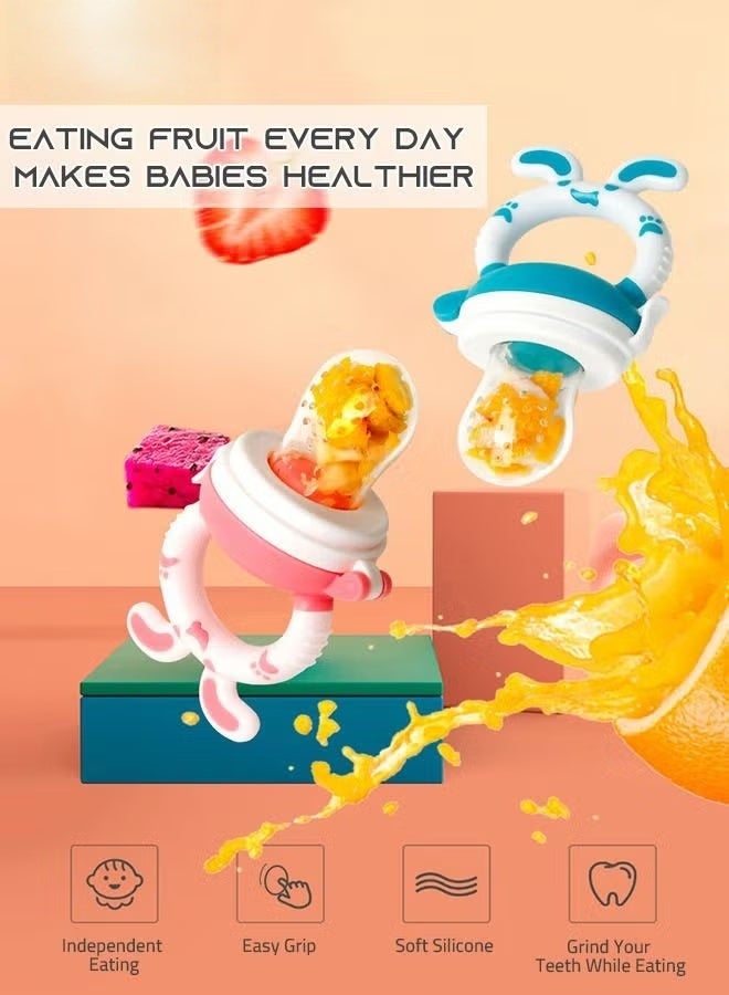HOOKOR 7 Piece Baby Feeder Set - Toddler Bowl with Suction + Adjustable Bib + Squeeze Spoon + 2 Silicone + 1 Grinding Spoons + Fruit Feeder Baby Self Feeding Supplies Eating Utensils - Image 5