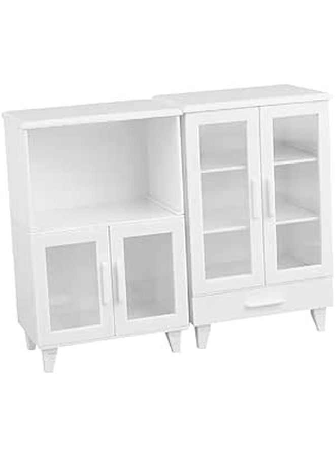 Miniature Dollhouse Kitchen Cabinet 2PCS Set Realistic Wood Furniture For Creative Decor - Image 1