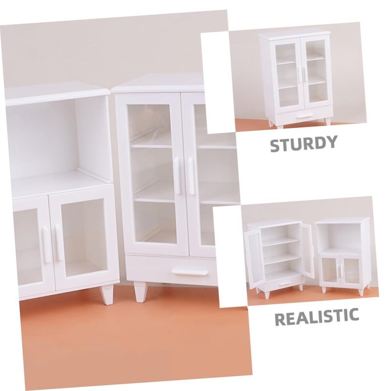 Miniature Dollhouse Kitchen Cabinet 2PCS Set Realistic Wood Furniture For Creative Decor - Image 4