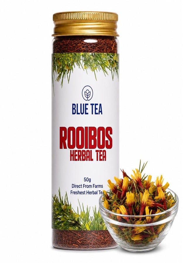 BLUE TEA - Rooibos Tea - 50gm - 50 Cups | ANTIOXIDANT RICH | Weight Management - Flower Based - Detox Tea - Herbal Tea | Pet Jar Packaging - Image 1