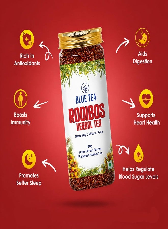 BLUE TEA - Rooibos Tea - 50gm - 50 Cups | ANTIOXIDANT RICH | Weight Management - Flower Based - Detox Tea - Herbal Tea | Pet Jar Packaging - Image 3