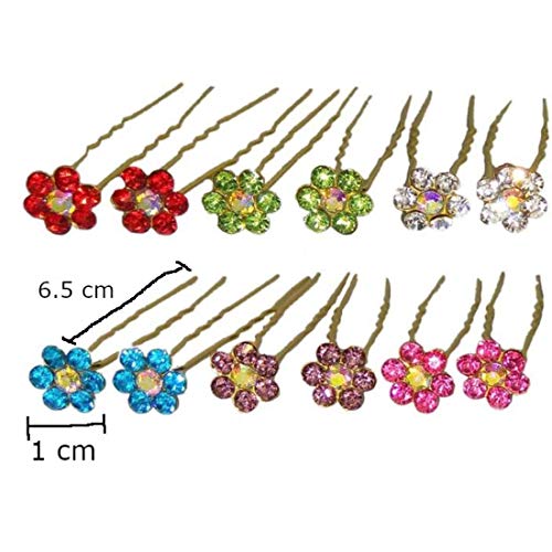 MANODHRUVA 24 Pcs Multicolor Rhinestone Kundan Juda PIns, 24 Pcs, Multicolor - Image 5
