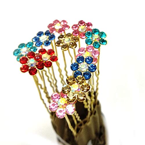 MANODHRUVA 24 Pcs Multicolor Rhinestone Kundan Juda PIns, 24 Pcs, Multicolor - Image 3