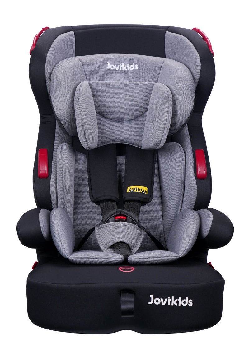 Jovikids - Tammy Car Seat With 3 Point Seat Belt (Group 1/2/3, 9M-12Y), Covertable Highback Booster Seat for Kids, Adjustable Headrest and Width, Convenient for Everyday Use and Travel, ECE R44, Grey - Image 1