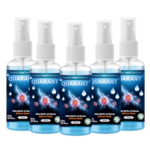 QUARANT 80% Alcohol Based Instant Hand Sanitizer Spray, Small Pocket Size Liquid Spray Bottle, Kills 99.9% Germs, WHO Recommended Formula & FDA Approved, 100 ML (Pack of 5) - Image 1