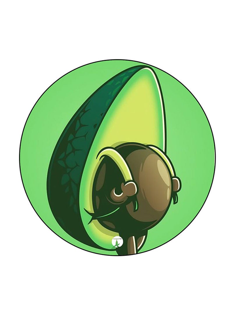 Avocado Printed Mouse Pad Round  Multicolour