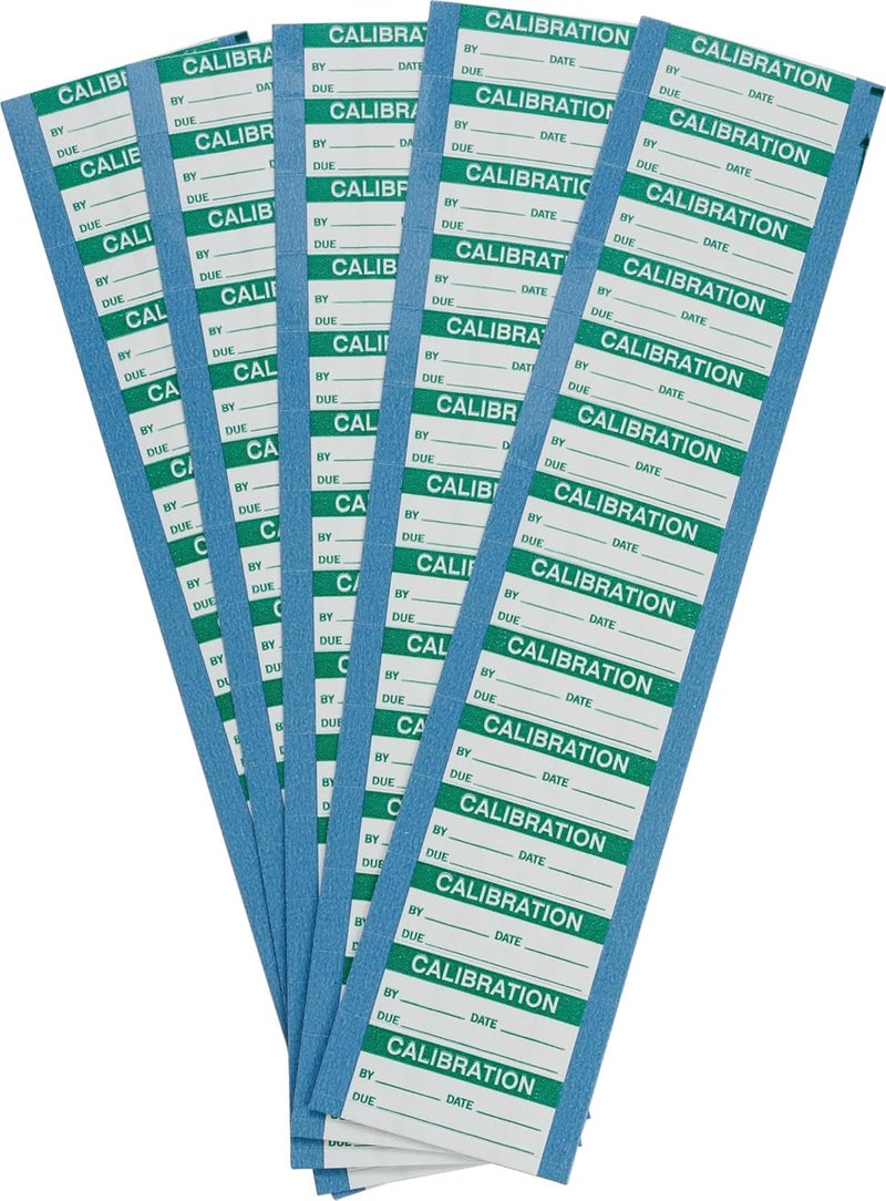 WO-10-VP 1.5" Width x 0.625" Height, B-500 Repositionable Vinyl Cloth, Green on White Calibration Label, Legend "Calibration" (Pack of 5 Card, 14 per Card)