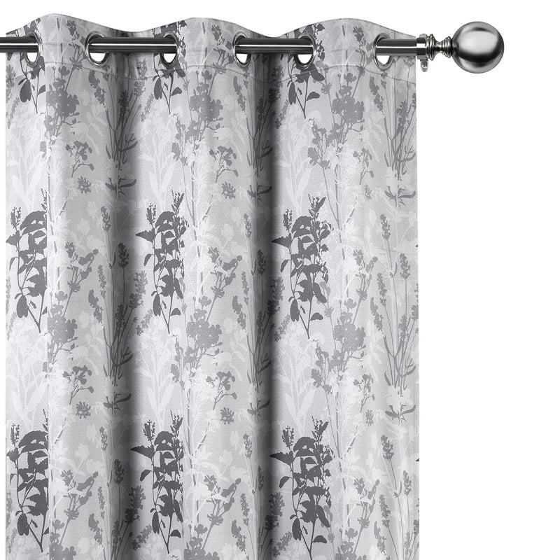 Deco Window Polyester Semi Blackout Floral Opaque Curtains 7 Feet Long Set Of 2Room DarkeningEyeletGray35X7Ft Opaque Curtains With Perfect Pleats Connected Eyelet For Bedroom And Living Room - Image 3