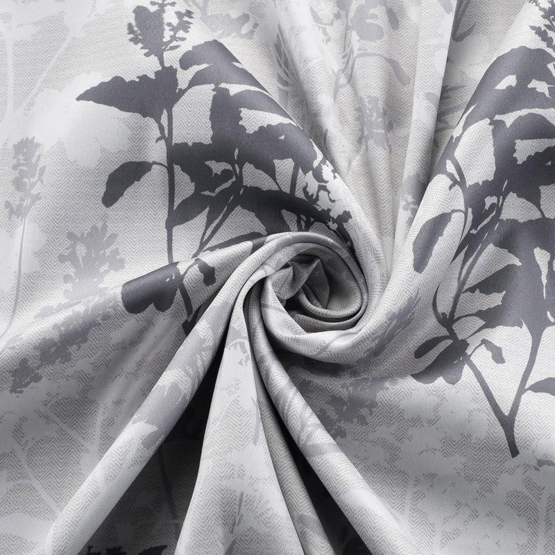 Deco Window Polyester Semi Blackout Floral Opaque Curtains 7 Feet Long Set Of 2Room DarkeningEyeletGray35X7Ft Opaque Curtains With Perfect Pleats Connected Eyelet For Bedroom And Living Room - Image 5