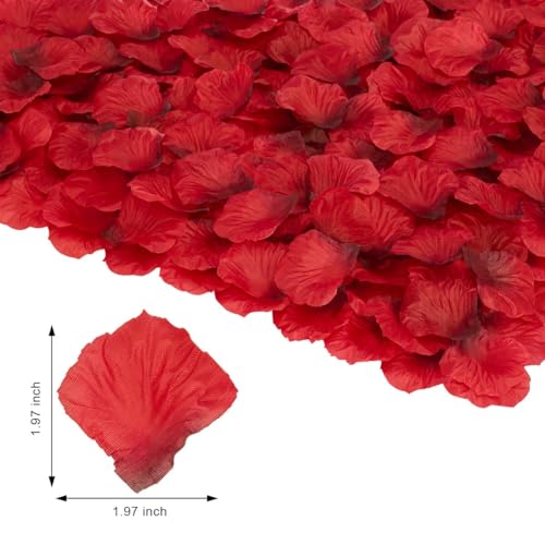 Magrido 2000 Pcs Artificial Rose Petals – Dark Red Flower Petals for Wedding Confetti, Romantic Night, Proposal, Anniversary, Valentine’s Day, Bridal Shower, Home & Hotel Decoration - Image 2