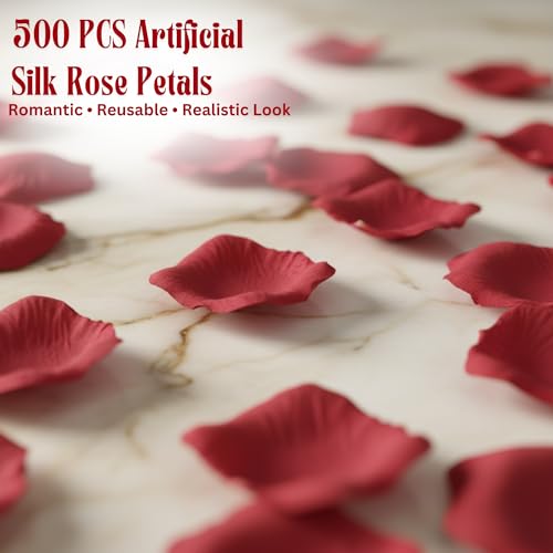 Magrido 2000 Pcs Artificial Rose Petals – Dark Red Flower Petals for Wedding Confetti, Romantic Night, Proposal, Anniversary, Valentine’s Day, Bridal Shower, Home & Hotel Decoration - Image 5