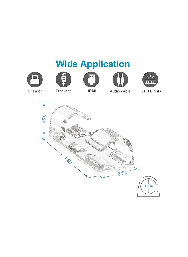 erorex 50 Pcs Self Adhesive Cable Management Clips, Upgraded Wire Holders Cord Clips for Wall, Strong Cord Organizer Cable Management Under Desk, Car, TV PC Home Office - Image 2