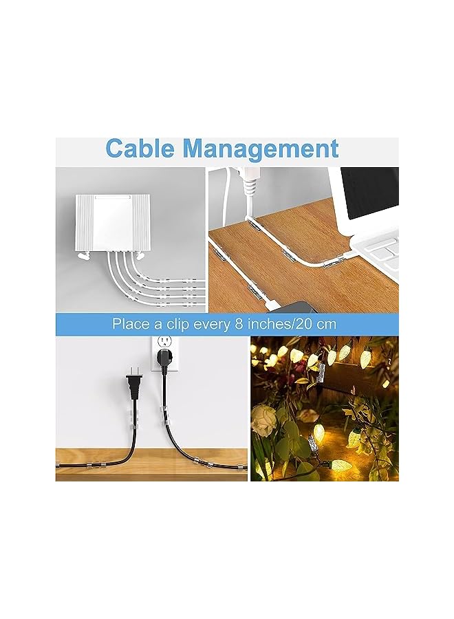 erorex 50 Pcs Self Adhesive Cable Management Clips, Upgraded Wire Holders Cord Clips for Wall, Strong Cord Organizer Cable Management Under Desk, Car, TV PC Home Office - Image 3