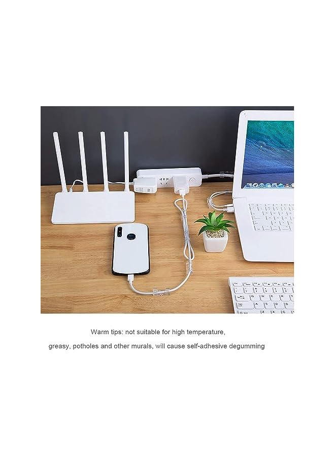 erorex 50 Pcs Self Adhesive Cable Management Clips, Upgraded Wire Holders Cord Clips for Wall, Strong Cord Organizer Cable Management Under Desk, Car, TV PC Home Office - Image 5
