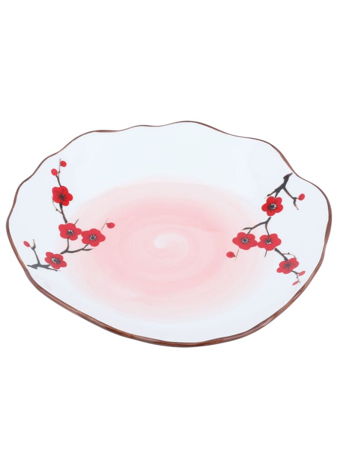Alsaif Gallery White corrugated porcelain dessert plate with plum blossom pattern, 8.75 inches - Image 1