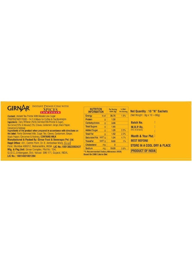 Girnar GIRNAR Karak Chai 2in1 Instant Tea Premix with Masala | No Added Sugar/Sweetener | 10 Sachets (80g Box) | Authentic Indian Spiced Tea | Quick & Flavorful Chai - Image 3