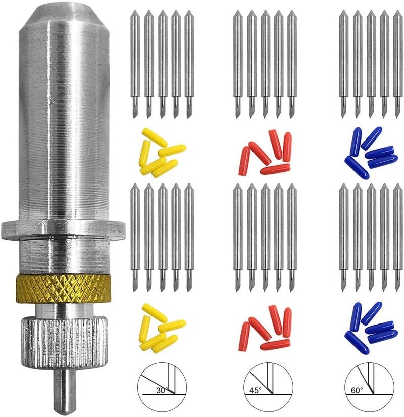 AFUNTA 30 pcs (30/45/60 Degree) Blade Vinyl Cutter Plotter Cutting Blades for Roland & Most Domestic and Imported Plotter with Blade Holder Base - Image 1