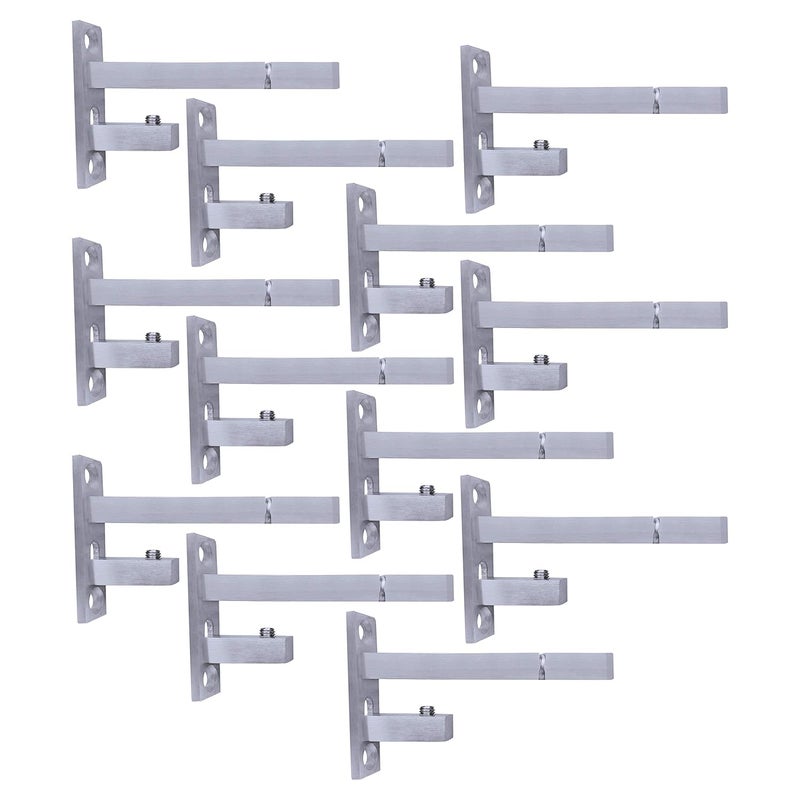 Atlantic F Type Glass Shelf Bracket 4 inch Stainless Steel Silver Matt Finish Adjustable 681012 mm Pack of 12 Piece - Image 1