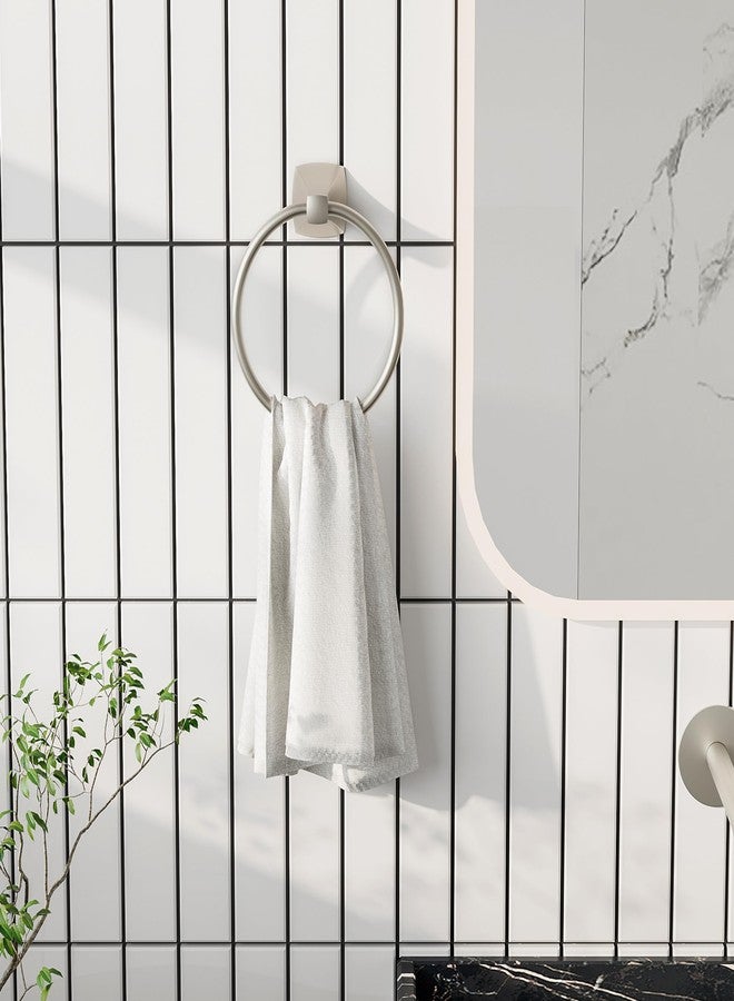 WZRUA Hand Towel Holder for Bathroom Kitchen Brushed Nickel Towel Ring Towel Hanger Stainless Steel and Zinc Alloy Wall Mount - Image 3