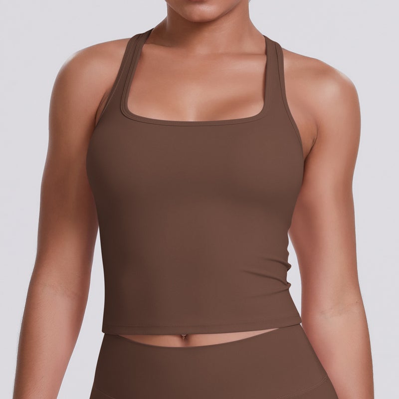New Cross-Border Solid Color Seamless Brushed Backless Tank Top for Women - Tight-Fit, Quick-Dry, Sports & Fitness  Wear - Image 1