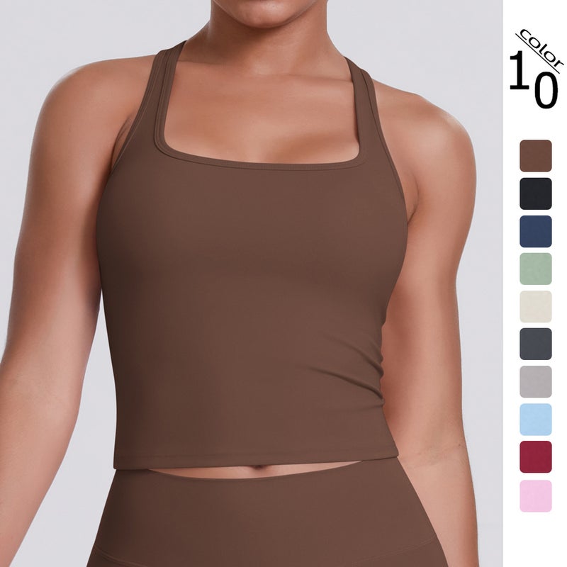 New Cross-Border Solid Color Seamless Brushed Backless Tank Top for Women - Tight-Fit, Quick-Dry, Sports & Fitness  Wear - Image 2