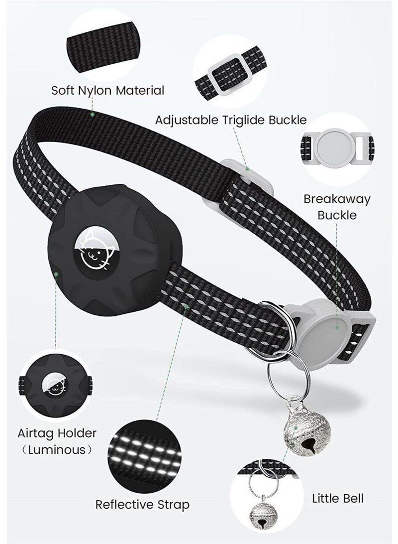 ZONIX Cat Collar Airtag Breakaway with Waterproof Holder Reflective Luminous Safety Bell Adjustable for Cats Small Dogs Everyday Outdoor Use - Image 2