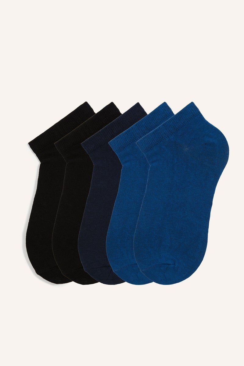 DeFacto Blue Man Man Textured Cotton 5 Piece Socks Casual - Image 1