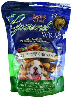 Loving Pets Apple & Chicken Wraps Dog Treats, Gourmet All Natural, 6 Ounce, 6 Pack