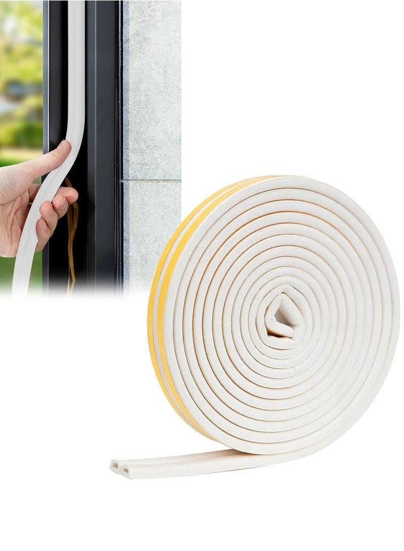 FALMER D-Shape Door Seal, Rubber Weather Stripping, Self-Adhesive Car Truck Door Soundproof Noise Insulation (1.5m White)  - Image 1