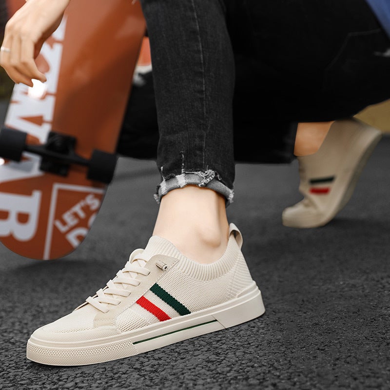 Men's Shoes Summer Breathable Flying Woven Thin Fashionable Shoes Socks Mouth Lazy Cloth Shoes Men's Casual Skate Shoes - Image 4