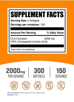 BULKSUPPLEMENTS.COM .com Conjugated Linoleic Acid Softgels - CLA Supplements, CLA 2000mg, CLA Safflower Capsules, CLA Pills - 2 CLA Softgels per Serving, 150-Day Supply, 300 Softgels  - Image 2