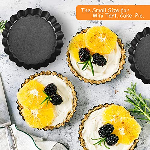 TORASO 9 Inch and 4 Inch Tart Pan with Removable Bottom, 2 PCS 9 Inch Quiche Pan and 4 PCS 4 Inch Pie Pan, Non-Stick Baking Pan (Set of 6) - Image 4