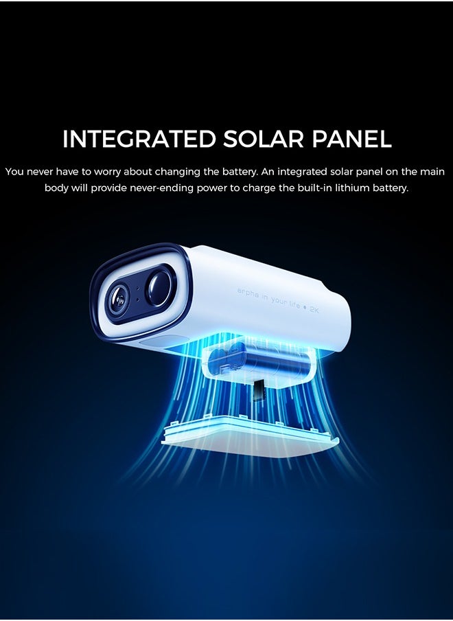 Security Camera Outdoor, 2K/3mp Solar Battery Camera, Built-in Solar Panel, Color Night Vision, Human Detection, Siren, 2-Way Talk, IP66