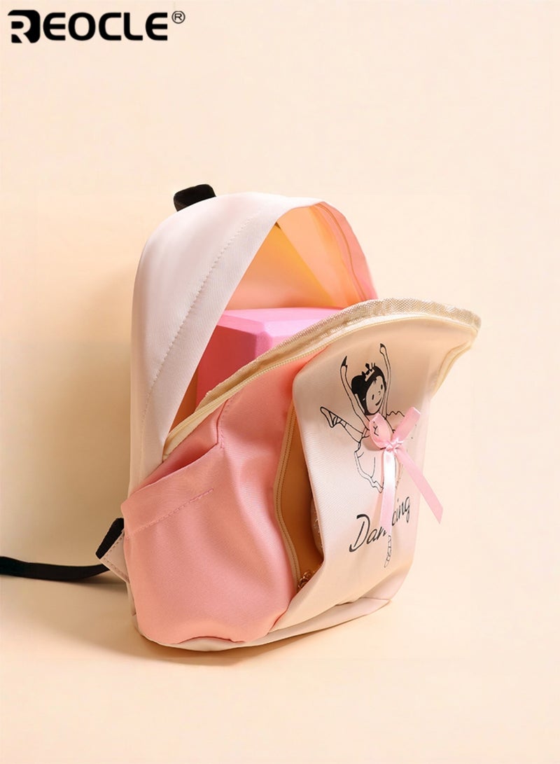 ريوكل حقيبة ظهر للأطفال بطبعة باليرينا حقيبة مدرسية يومية عارضة حقيبة ظهر خفيفة بتصميم راقص حقيبة ظهر تخزين للمواصلات اليومية زخرفية ومرحة - Image 5