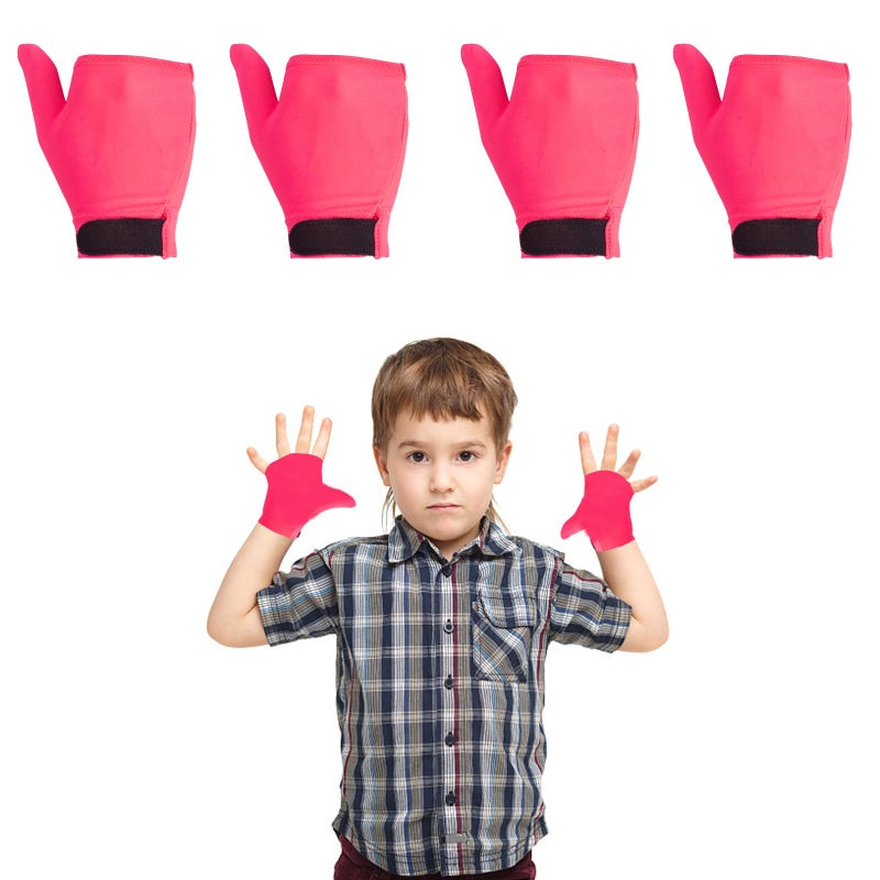 MOOGCO 4 Pcs Thumb Sucking Guard Gloves,Kids Chewy Compression Glove,Kids Stop Thumb Sucking and Finger Biting for Ages 5-13 (Pink#1) - Image 1
