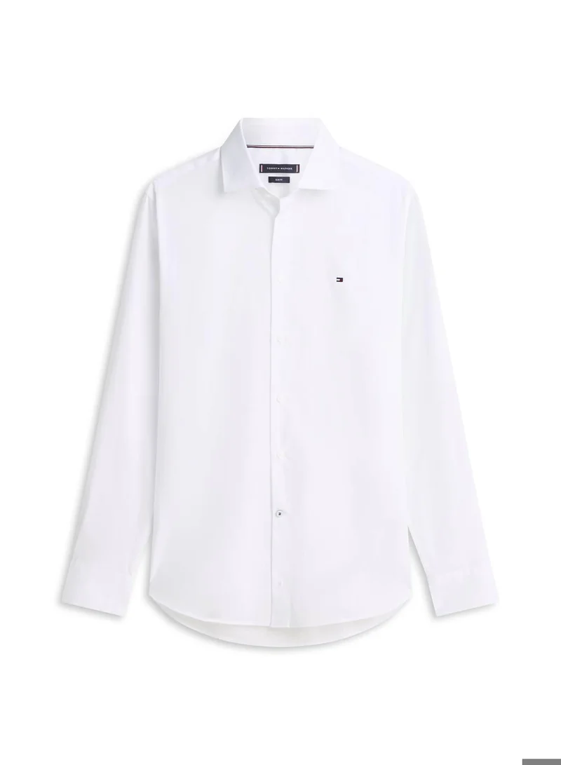 Tommy Hilfiger White Flex Slim Fit Poplin Shirt for Men | Best Price UAE