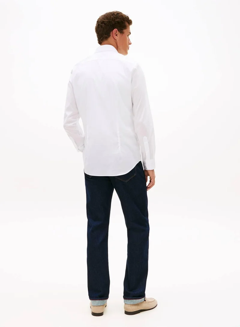 Tommy Hilfiger White Flex Slim Fit Poplin Shirt for Men | Best Price UAE