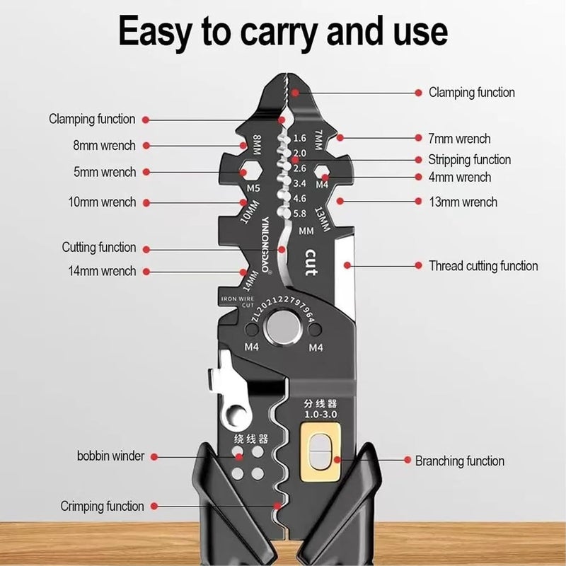YINLONGDAO YINLONGDAO 25 in 1 Heavy Duty Multifunction Wire Stripper Terminal Crimping Pliers with Cutting and Winding Functions  - Image 3