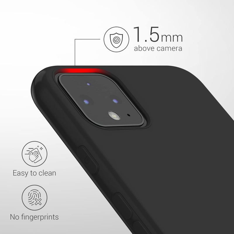 kwmobile Case Compatible with Google Pixel 4 Case - Soft Slim Protective TPU Silicone Cover - Black Matte - Image 3