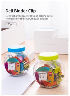 Deli Deli E8558 Binder Clips - 19mm - Assorted Colors  - Image 1