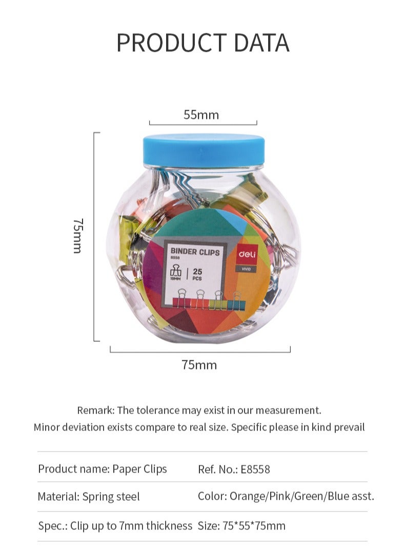 ديلي مشبك ورق من ديلي E8558 - 19 ملم - ألوان متنوعة - Image 2