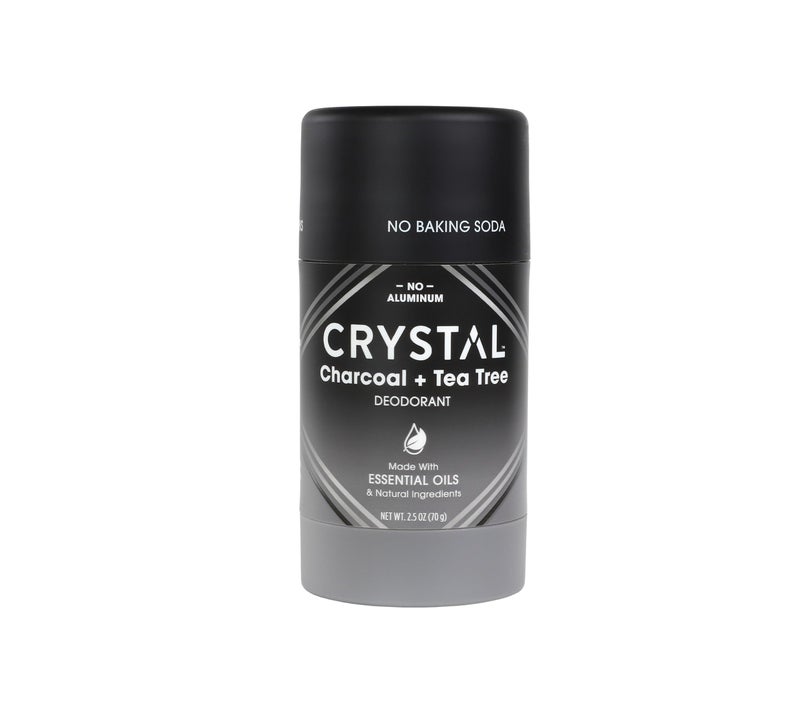 CRYSTAL ESSENCE Crystal Magnesium Solid Stick Natural Deodorant, Non-Irritating Aluminum Free Deodorant for Men or Women, Safely and Effectively Fights Odor, Baking Soda Free, Charcoal & Tea Tree, 2.5 oz - Image 1