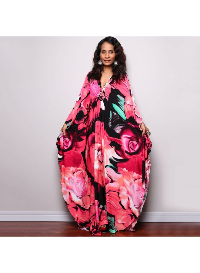Generic European And American Plus Long Loose Plus Size Beach Skirt Bikini Outer Wear Swimsuit Blouse Wrap Skirt Veil Sun Protection Clothing-Color:78693-26 Ink Flower-  - Image 1