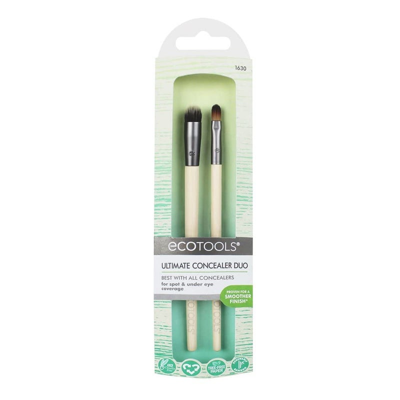 EcoTools Ultimate Concealer Makeup Brush Set Cover Blend Imperfections 3 Brush Heads
