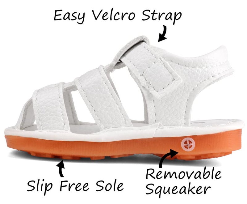 CINDEAR Baby Boys Girls Squeaky Sandals Summer Closed-Toe Anti-Slip Premium Rubber Sole Toddler First Walkers Shoes 1302-WT16 - Image 2