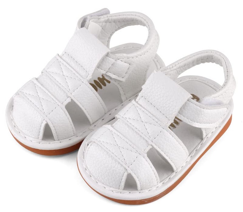 CINDEAR Baby Boys Girls Squeaky Sandals Summer Closed-Toe Anti-Slip Premium Rubber Sole Toddler First Walkers Shoes 1302-WT16 - Image 5