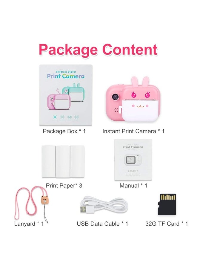 MINIBEAR Instant Camera for Kids Digital Camera for Girls Toddler Camera with Print Paper, 40MP Kids Video Camera Child Selfie Camera Toy Camera Kids Camcorder 2.4 Inch Screen and 32GB TF Card - Image 3