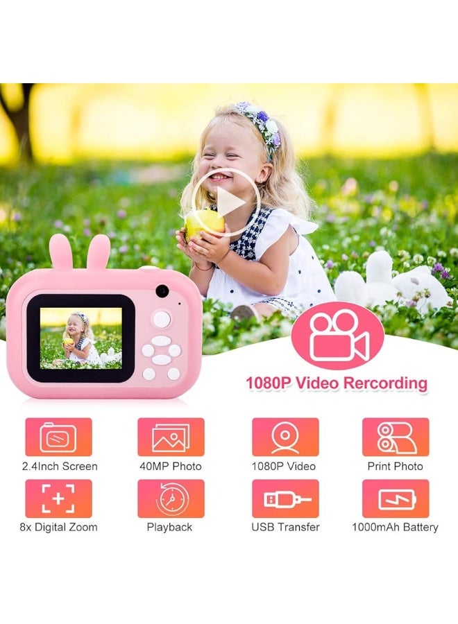 MINIBEAR Instant Camera for Kids Digital Camera for Girls Toddler Camera with Print Paper, 40MP Kids Video Camera Child Selfie Camera Toy Camera Kids Camcorder 2.4 Inch Screen and 32GB TF Card - Image 4